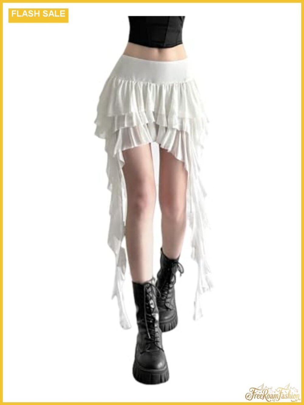 Lace Mesh Mini Skort with Built-in Shorts - Y2K Low Rise A-Line Ruffle Tiered